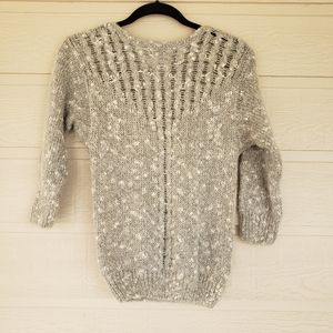 Precious Knits Wool Sweater Woman Small blouse Top Gray Long sleeve Sweater Top